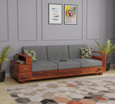 Woodora Solid Sheesham Wood 3 Seater Sofa (Natural Finish)